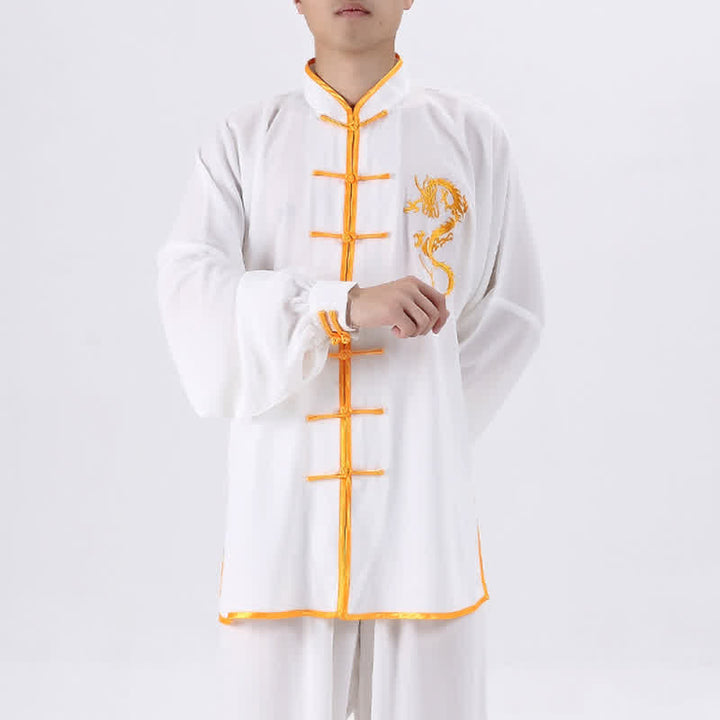 Buddha Stones Drago Ricamato Qi Gong Zen Pratica Spirituale Meditazione Preghiera Uniforme Unisex Abbigliamento Set - image 2