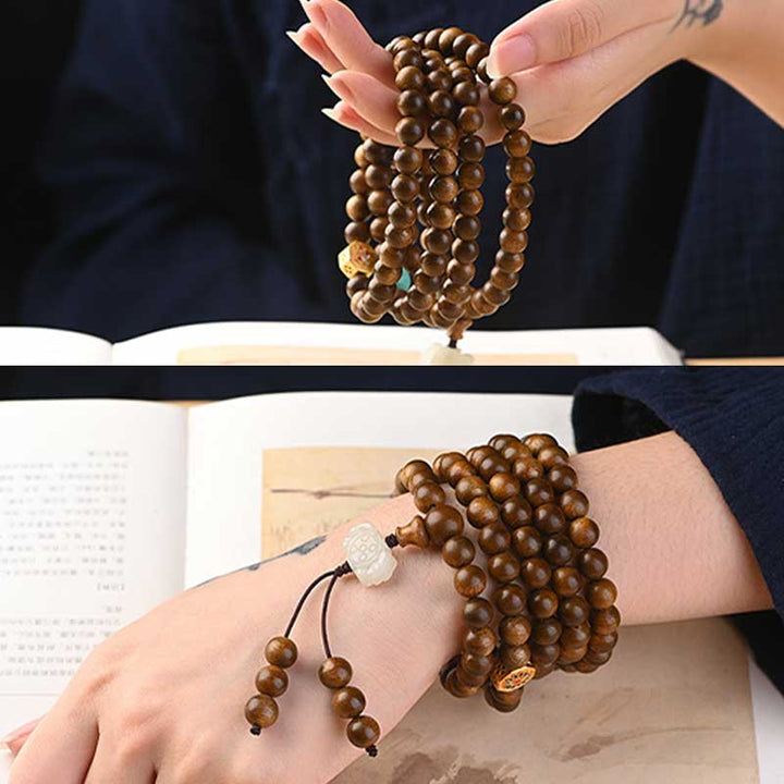 Braccialetto di protezione e calma in palissandro tibetano Buddha Stones Mala