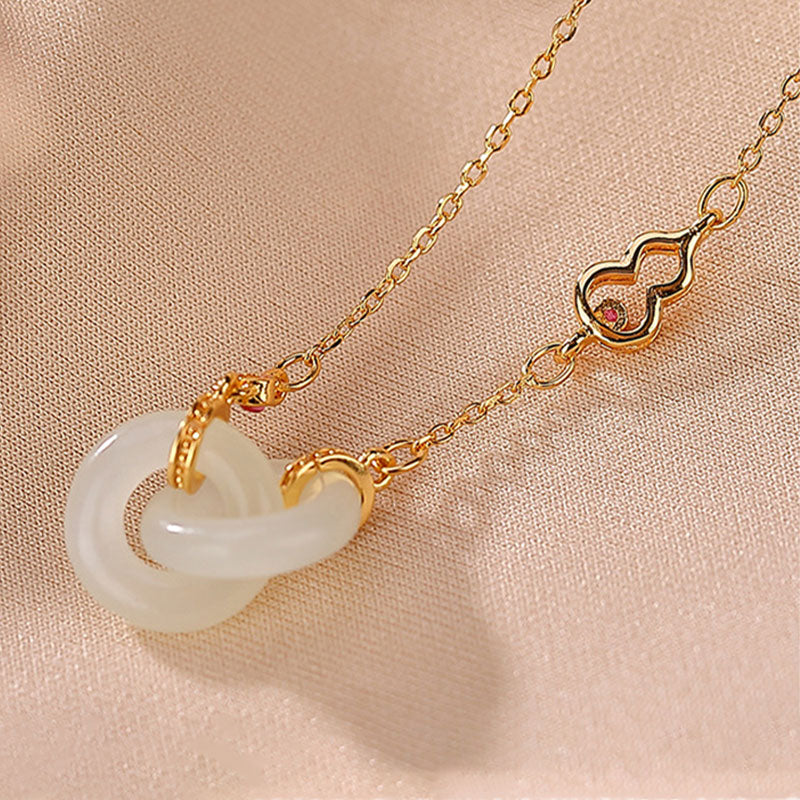 Collana con ciondolo a forma di catena con ciondolo rotondo in argento sterling 925 con Buddha Stones e giada fortunata e prospera