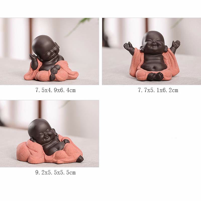Buddha Stones Buddha sempre sorridente che ride Ricchezza Fortuna Argilla viola Statua di Maitreya Decorazione - image 19