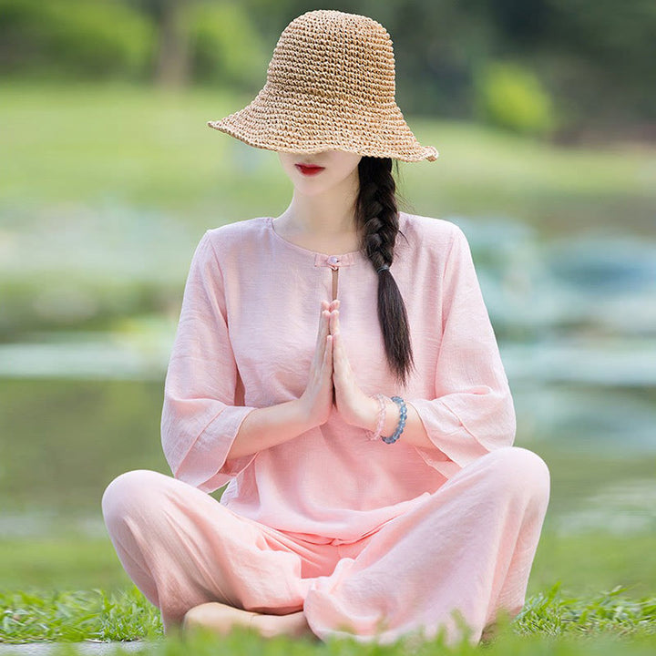 Tai Chi Meditazione Preghiera Zen Spirituale Mattina Pratica Abbigliamento Donna Set - image 20