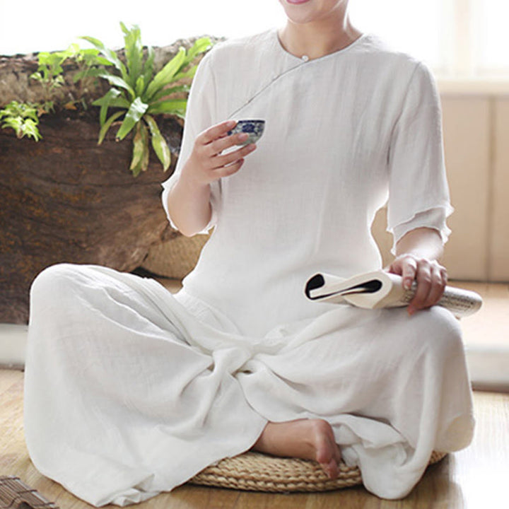 Buddha Stones Vintage Yoga Zen Preghiera Meditazione Spirituale Pratica Tinta Unita Abbigliamento Donna Set