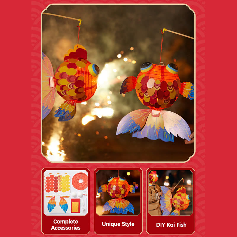 Buddha Stones fai da te Lanterna di carta per pesci koi portafortuna, lanterna per bambini, decorazione per festival di metà autunno