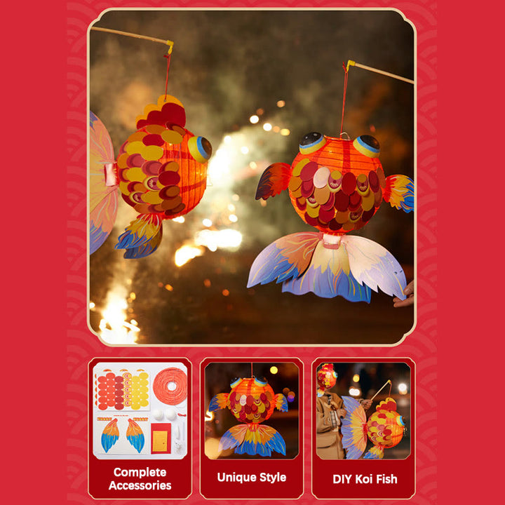 Buddha Stones fai da te Lanterna di carta per pesci koi portafortuna, lanterna per bambini, decorazione per festival di metà autunno