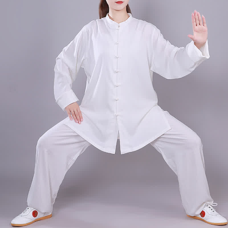Set di abbigliamento unisex in cotone e lino , Buddha Stones, Tai Chi, Qigong, meditazione, preghiera, pratica spirituale Zen - Bianco - Manica lunga - US14, UK/AU18, EU46 (3XL)  - image 8