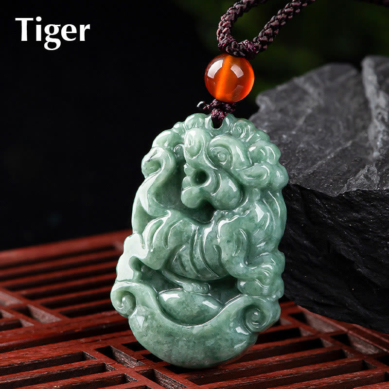 Collana con ciondolo Buddha Stones Natural Jade 12 Zodiaco Cinese Prosperità - Tigre - image 17