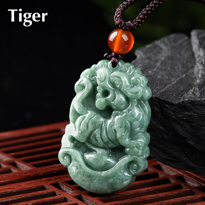 Collana con ciondolo Buddha Stones Natural Jade 12 Zodiaco Cinese Prosperità - Tigre - image 17