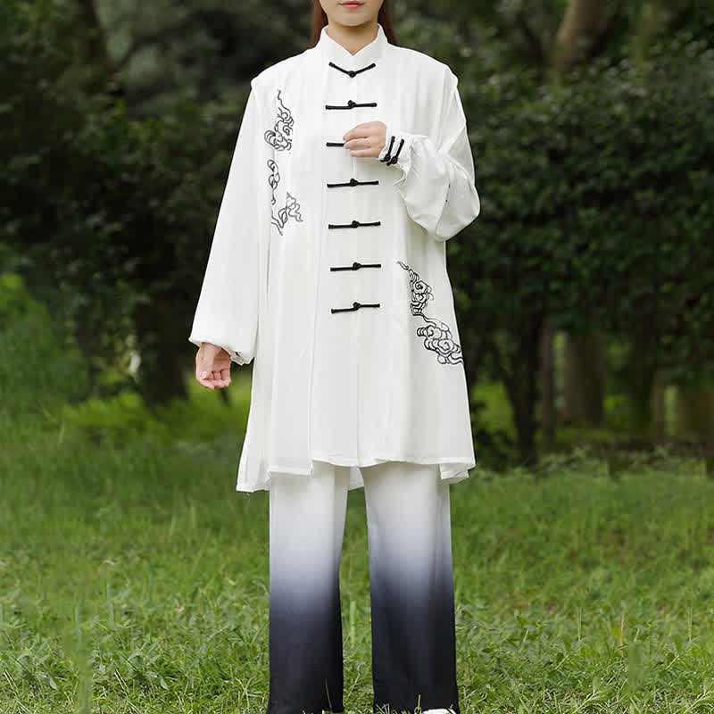 Buddha Stones Nuvole di buon auspicio Gradiente Meditazione Preghiera Spirituale Zen Tai Chi Qigong Pratica Set di abbigliamento da donna - image 9