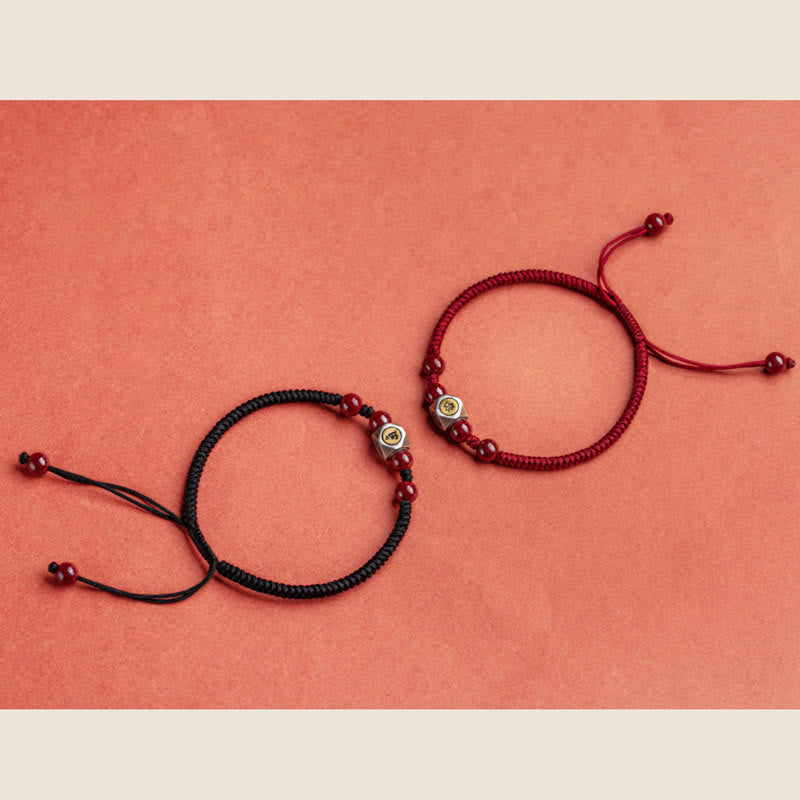 Bracciale Buddha Stones 925 Sterling Silver Zodiaco Cinese Buddha Natale Cinabro Calma