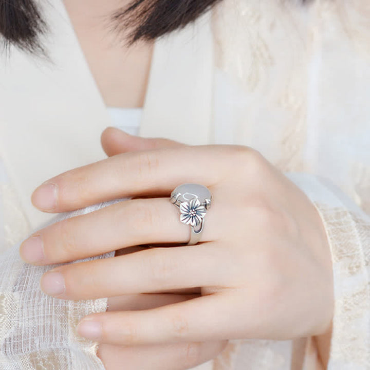 Anello in argento sterling 990 con calcedonio naturale e prugna, armonia positiva - image 2