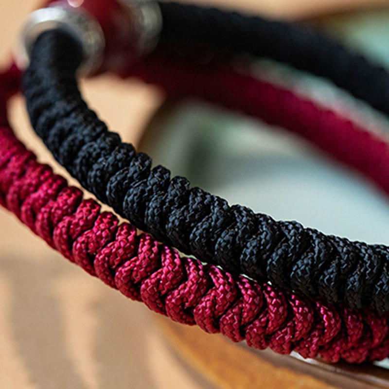 Braccialetto in corda intrecciata fatto a mano con perline di cinabro naturale in argento sterling 925 Buddha Stones - image 15