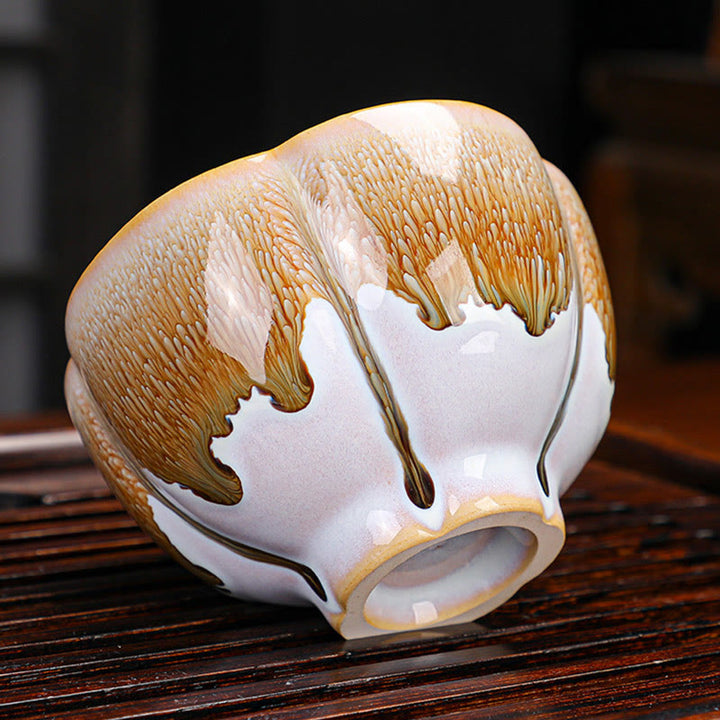 Buddha Stones 6 pezzi motivo a petalo di fiore di prugna cinese Jianzhan forno cambio tazza da tè in ceramica Kung Fu tazza da tè ciotola con scatola regalo