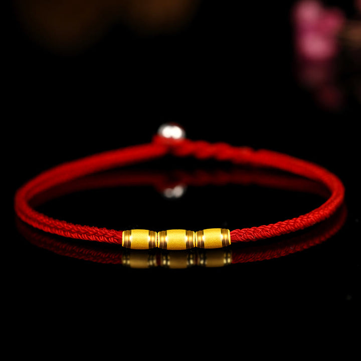 Braccialetto in corda rossa con nodo della pace a otto fili in oro 999 con Buddha Stones portafortuna