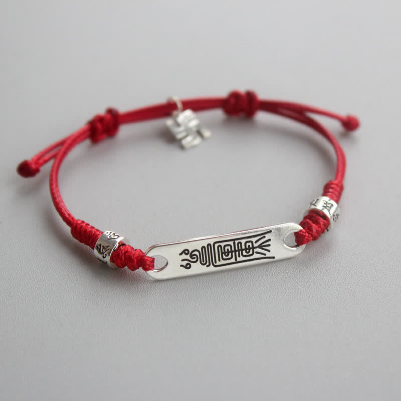 Braccialetto Buddha Stones 925 Sterling Silver Red String Luck Strength Treccia - Donne - Rosso (circonferenza del polso 15-20 cm) - image 0