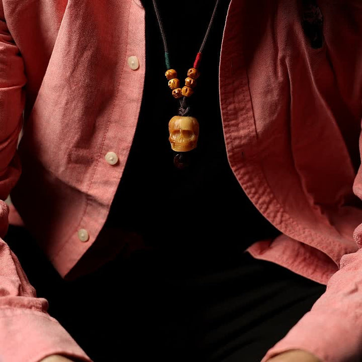 Buddha Stones Tibetano Osso di Cammello Teschio Il Signore del Cadavere Collana con Ciondolo per la Protezione della Foresta