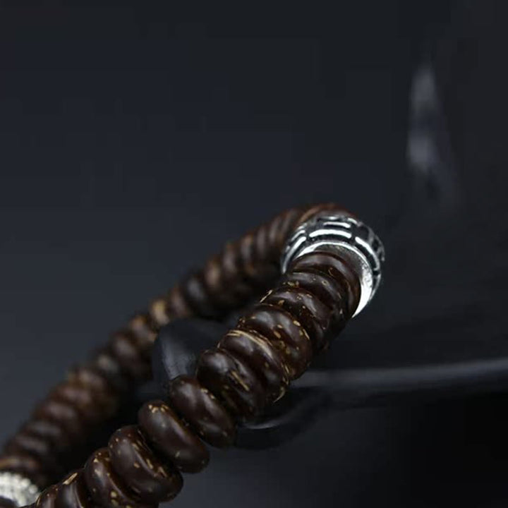 Braccialetto positivo Buddha Stones Natural Tibetan Coconut Shell Om Mani Padme Hum