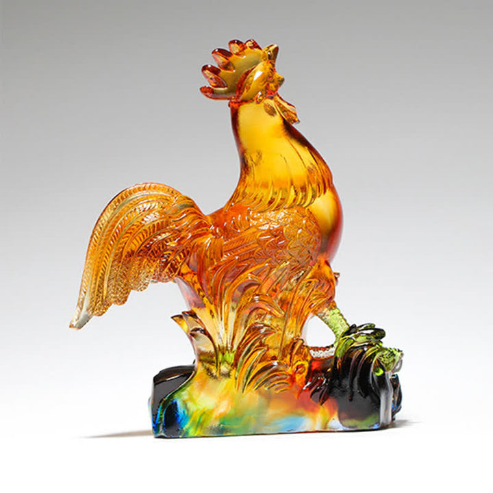 Decorazione per la casa fatta a mano in cristallo Liuli, raffigurante un gallo.