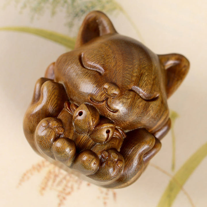 Buddha Stones Mini Volpe a nove code Avorio Frutto Sandalo Sandalo verde Decorazione di benedizione - image 17