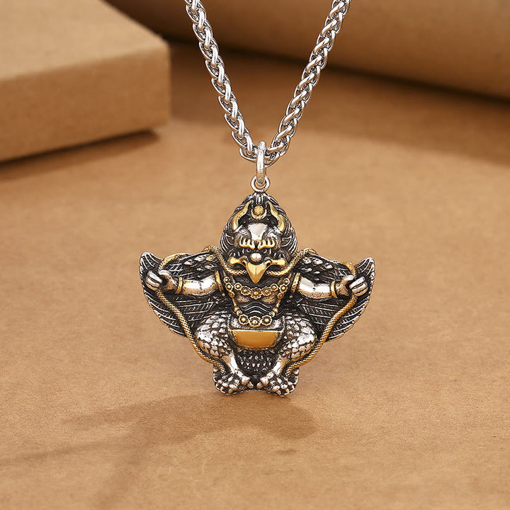 Buddha Stones Tibet Garuda Uccello Rame Protezione Collana Pendente