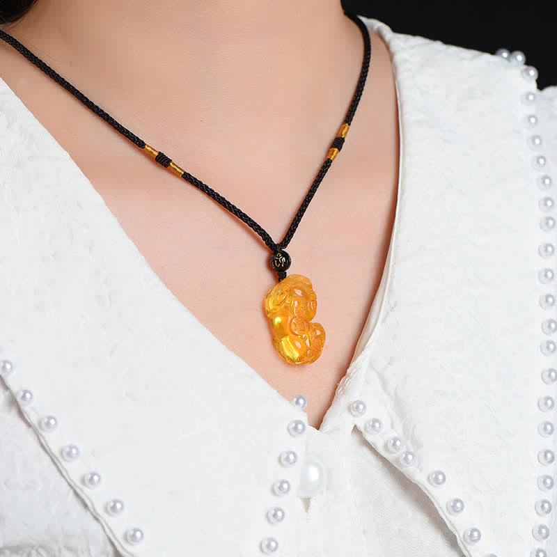 Collana con ciondolo Buddha Stones FengShui Citrine PiXiu Wealth - image 3