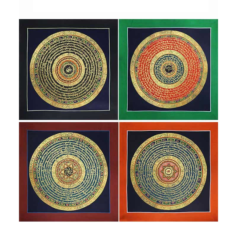Dipinto Thangka tibetano fatto a mano, benedizione spirituale, scatola cieca, motivo a colori casuali