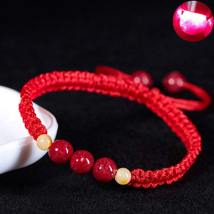 Braccialetto rosso con corda e cinabro per bambini, con Buddha Stones