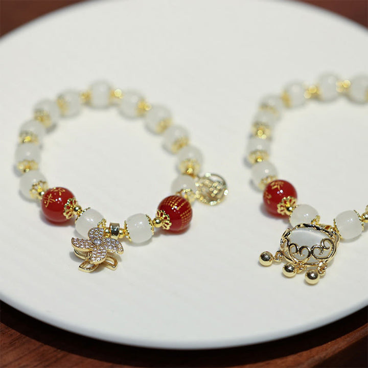 Braccialetto di benedizione con ciondolo a forma di lucchetto cinese con mulino a vento Buddha Stones Fu Character