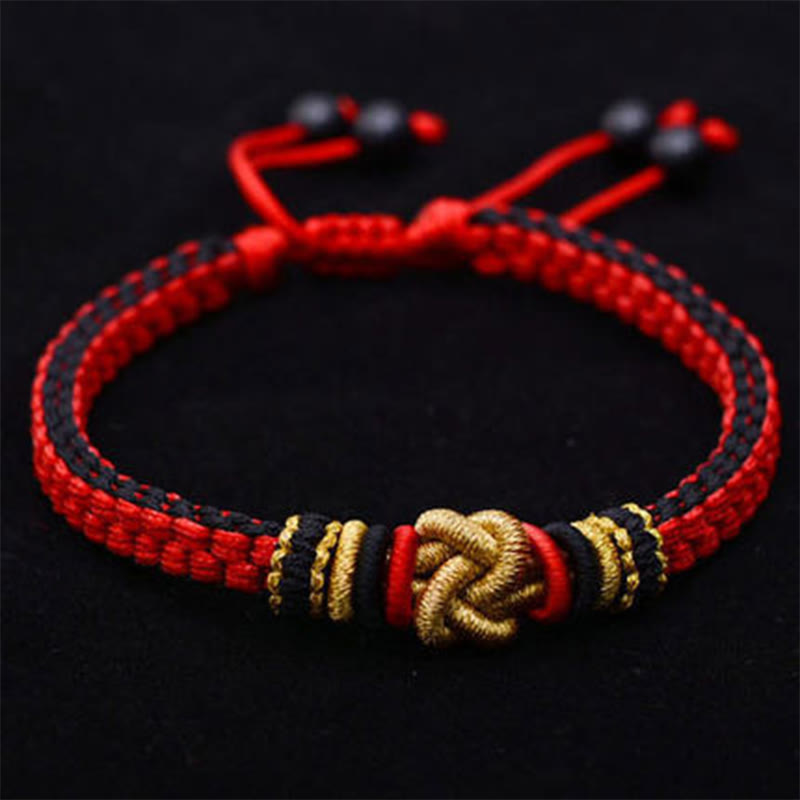 Braccialetto fatto a mano con nodo d'amore vero e colorato in Buddha Stones, fortuna