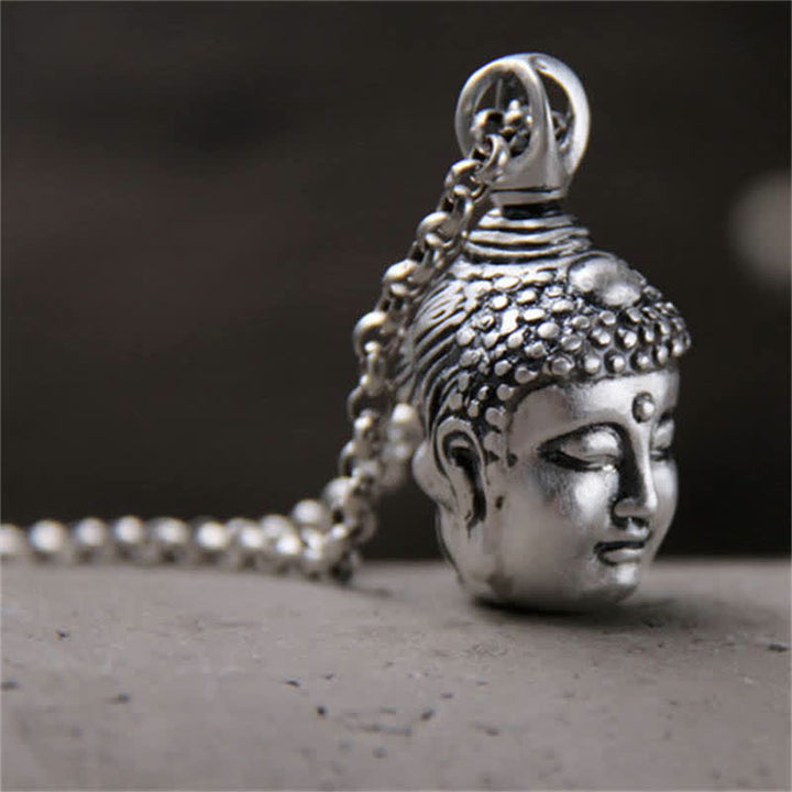 Collana con ciondolo Buddha Stones in argento sterling 999 Buddha Demon Serenity - image 3