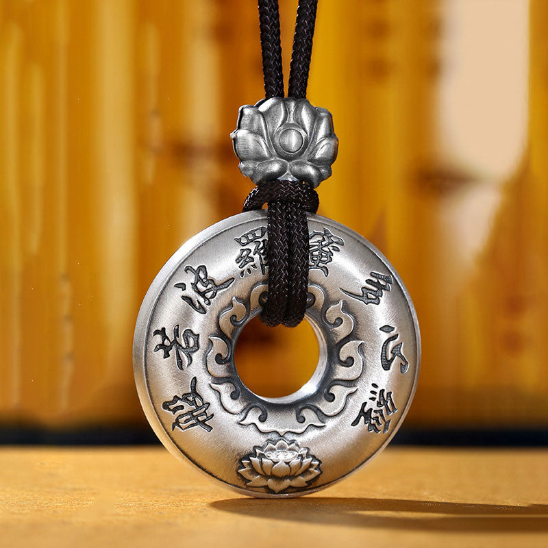 Collana con ciondolo a forma di fibbia della pace con cuore in argento sterling 999, Buddha Stones - image 5