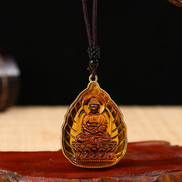 Collana con ciondolo di cristallo Liuli Buddha tibetano e serenità - Buddha marrone - image 5
