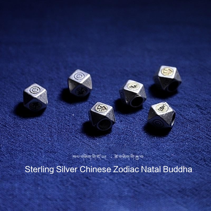 Bracciale Buddha Stones 925 Sterling Silver Zodiaco Cinese Buddha Natale Ambra Naturale Trasparente Ansia