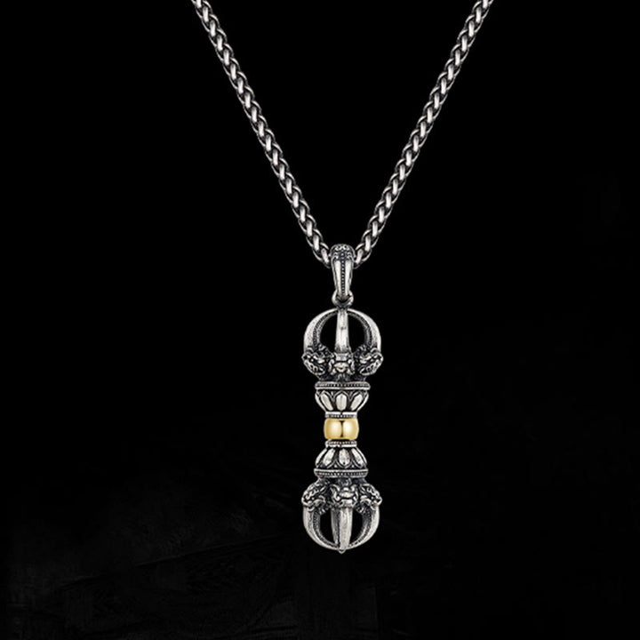 Collana con ciondolo Buddha Stones Tibetan Dorje Vajra Design Wealth - image 3