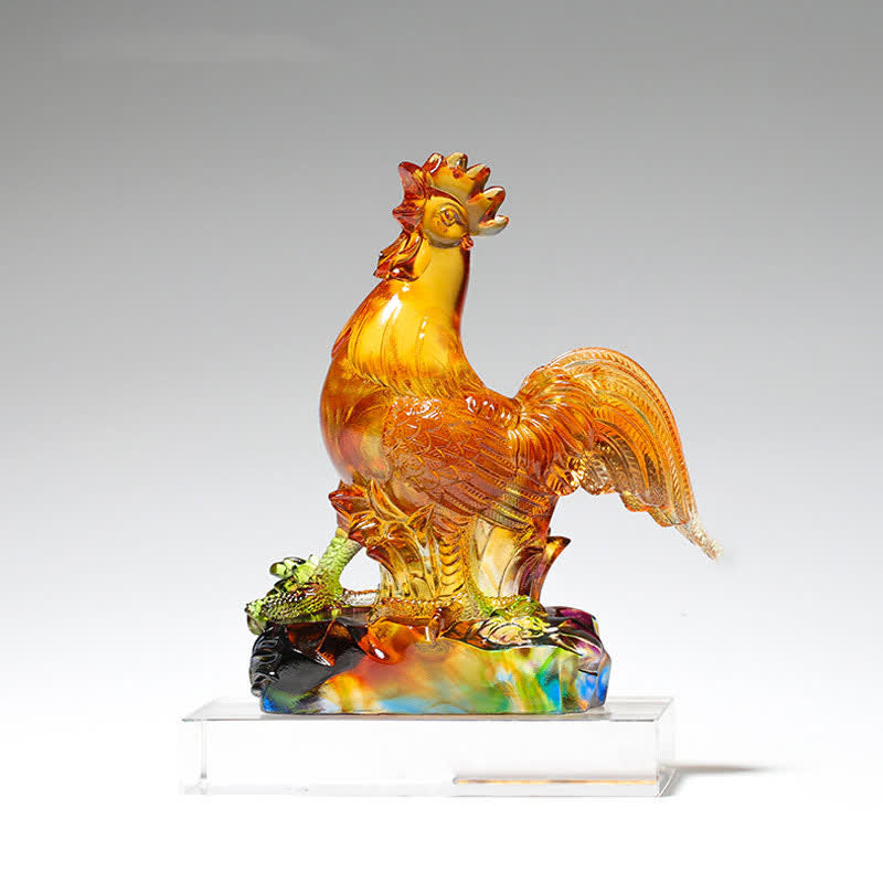 Decorazione per la casa fatta a mano in cristallo Liuli, raffigurante un gallo.