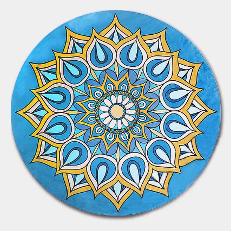 Buddha Stones Tibetano Lotus Mandala Illuminazione Pieghevole Tappetino da Yoga in Gomma Naturale Decorazione