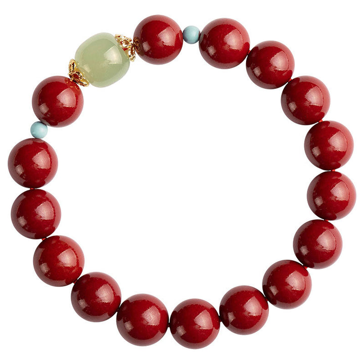 Braccialetto della fortuna Buddha Stones Cinnabar Green Aventurina
