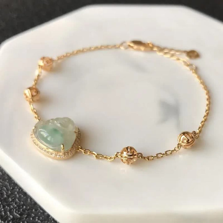 Braccialetto a catena con Buddha Stones Laughing Buddha Jade Abundance