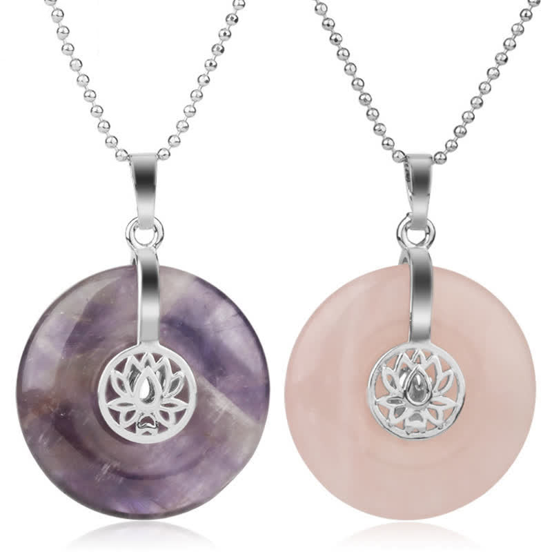 Buddha Stones Vari cristalli Ametista Cristallo rosa Loto Collana pendente curativa - image 1