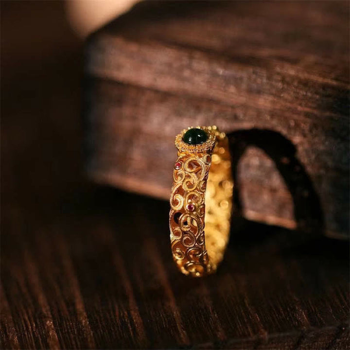 Anello Buddha Stones 925 Sterling Silver Ciano Giada Successo Fortuna - image 5