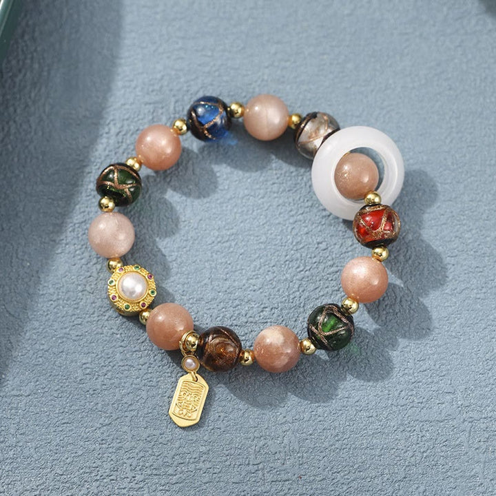 Buddha Stones Incenso Tibetano Cenere Vetro Liuli Pietra Tridacna Pietra del Sole Om Mani Padme Hum Ruota della Preghiera Braccialetto con Ciondolo