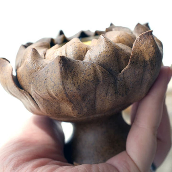 Portacandele in ceramica con fiore di Buddha Stones , bruciatore di incenso, decorazione per la casa