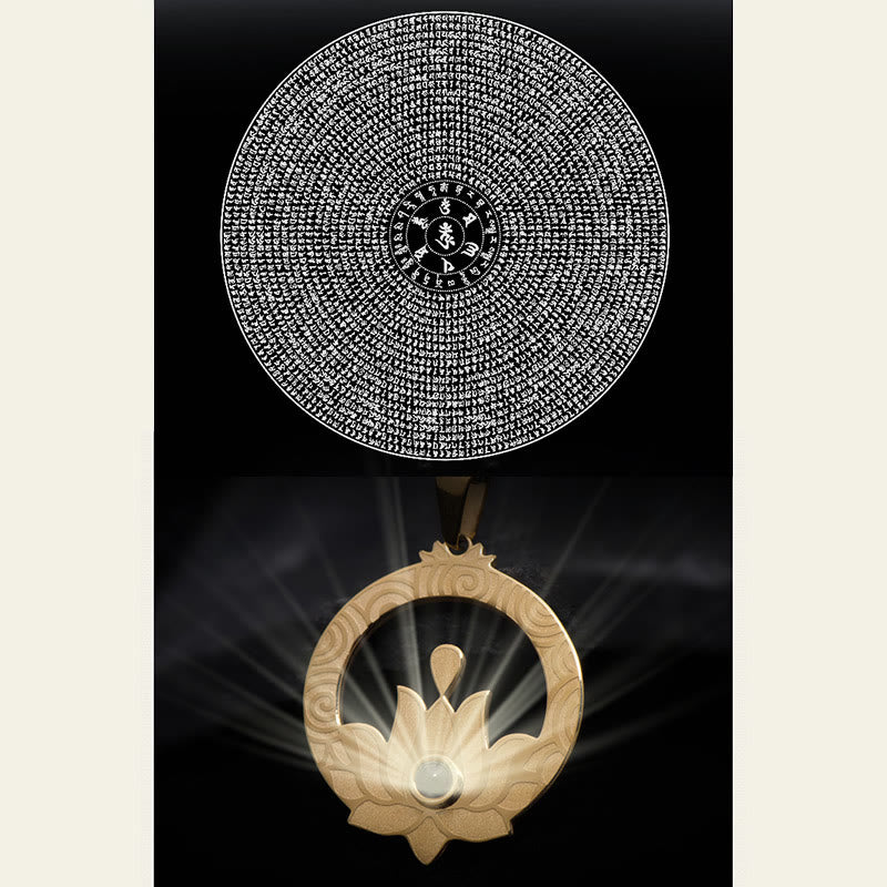 Collana con ciondolo in acciaio al titanio e pietre Buddha Stones , proiezione dell'illuminazione, Shurangama Mantra