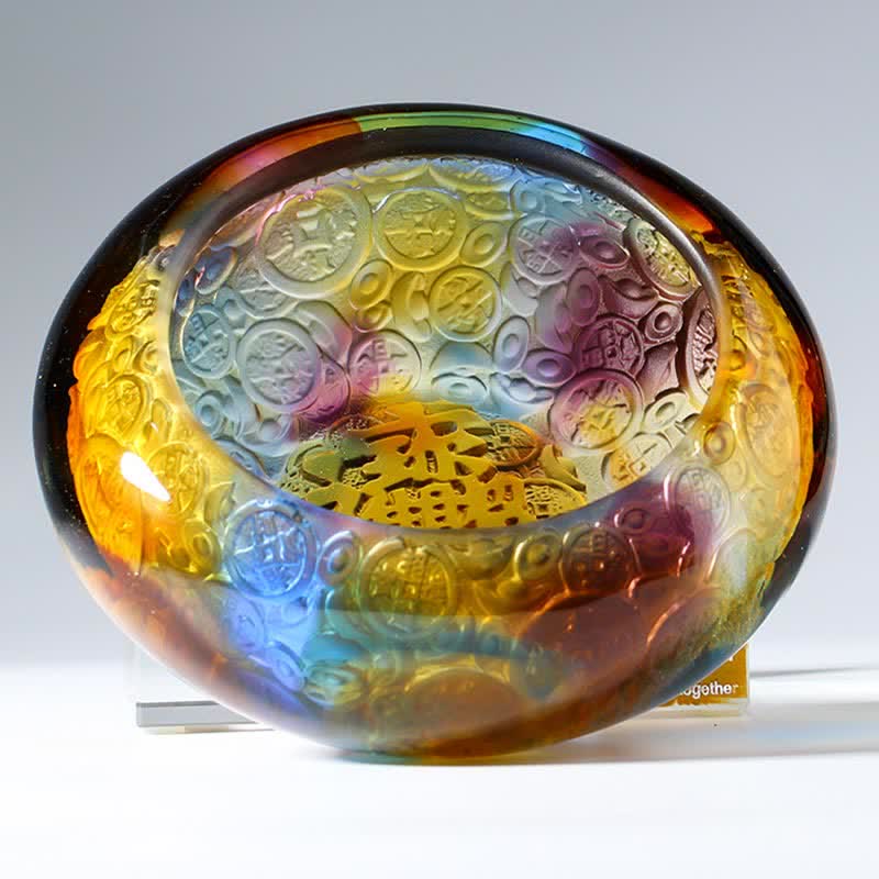 Ciotola del tesoro di cristallo Liuli fatta a mano, lingotti, pezzo d'arte, decorazione per la casa - image 10