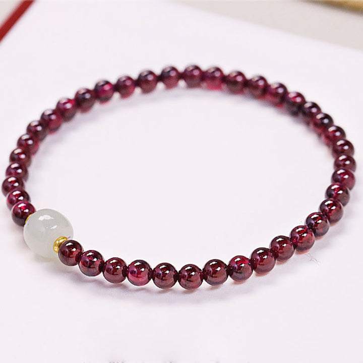 Braccialetto di purificazione con perline di giada granata naturale Buddha Stones