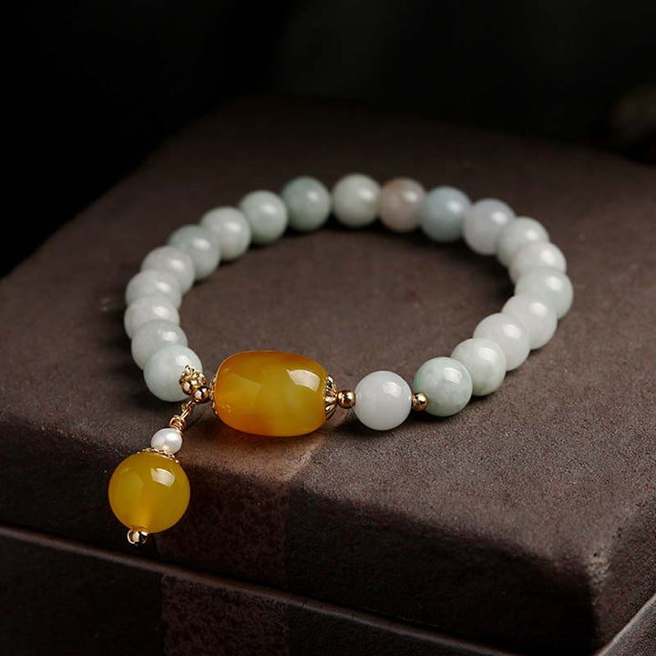Braccialetto di protezione in agata bianca naturale Buddha Stones
