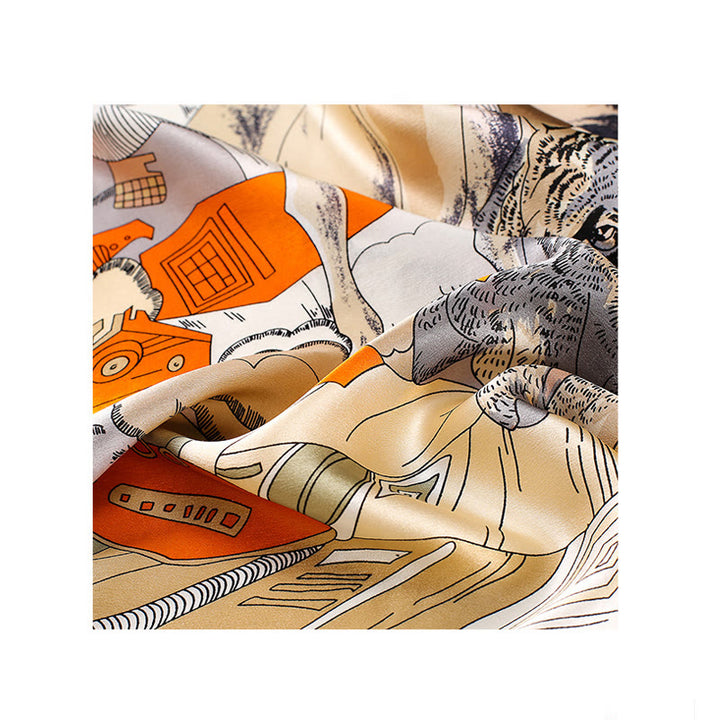 Buddha Stones Dipinto ad olio Città Scena innevata Castello Loto 100% seta di gelso Sciarpa per capelli al collo - image 11