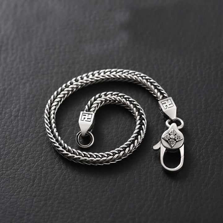 Braccialetto a catena con potere spirituale con svastica e doppio Dorje tibetano Buddha Stones Vajra