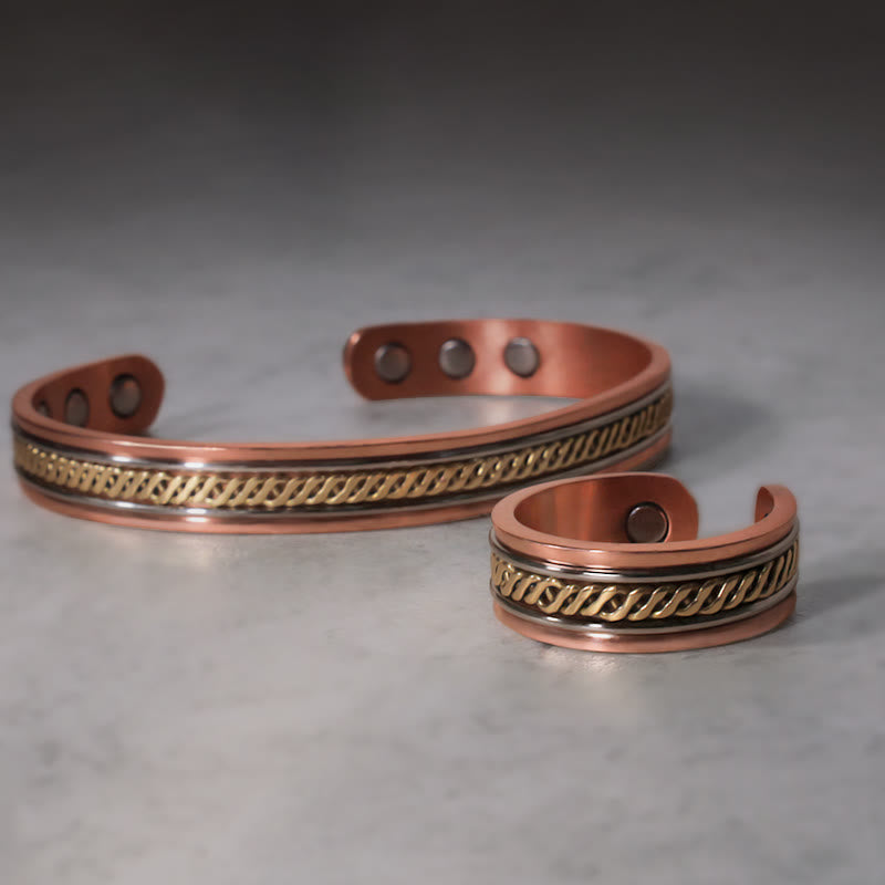 Braccialetto regolabile con polsino magnetico in rame Buddha Stones