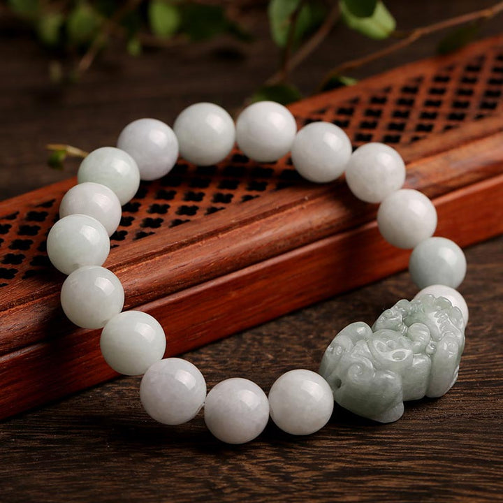 Buddha Stones Fengshui Ricchezza Prosperità Giada PiXiu Braccialetto della Fortuna