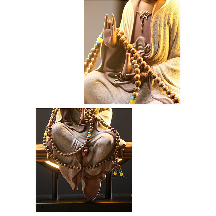 Buddha Stones Buddha Avalokitesvara Ceramica Loto Rilassamento Bruciatore di Incenso Decorazione